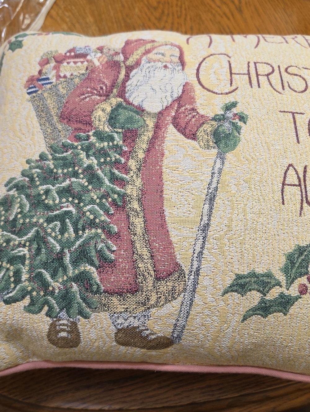 Vintage Tapestry Holiday Pillow Produced By Riverdale